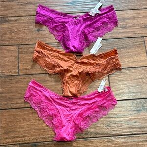 Victoria's Secret Lace Bikini Panty Magenta & Rust